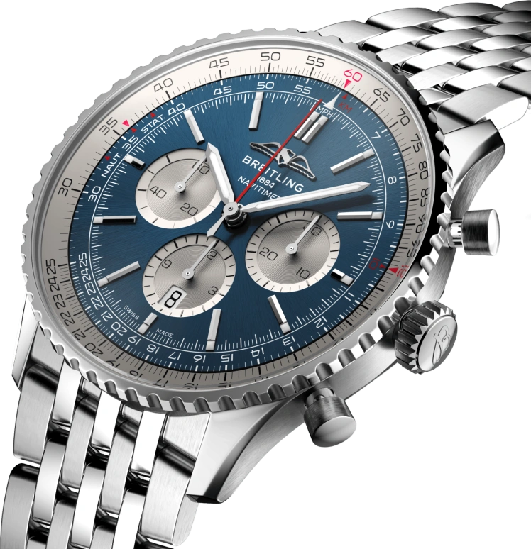 Breitling,Navitimer 46mm,46mm,Stainless Steel,Blue,Automatic,Chronograph,Day,AB0137211C1A1