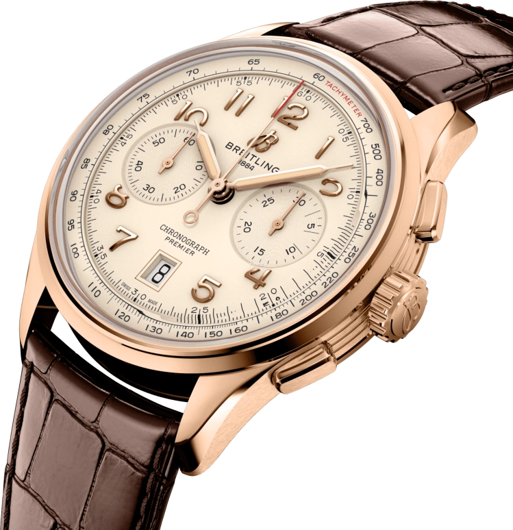 Breitling,Other 42mm,42mm,Red Gold,Beige,Automatic,Chronograph,Day,RB0145371G1P1