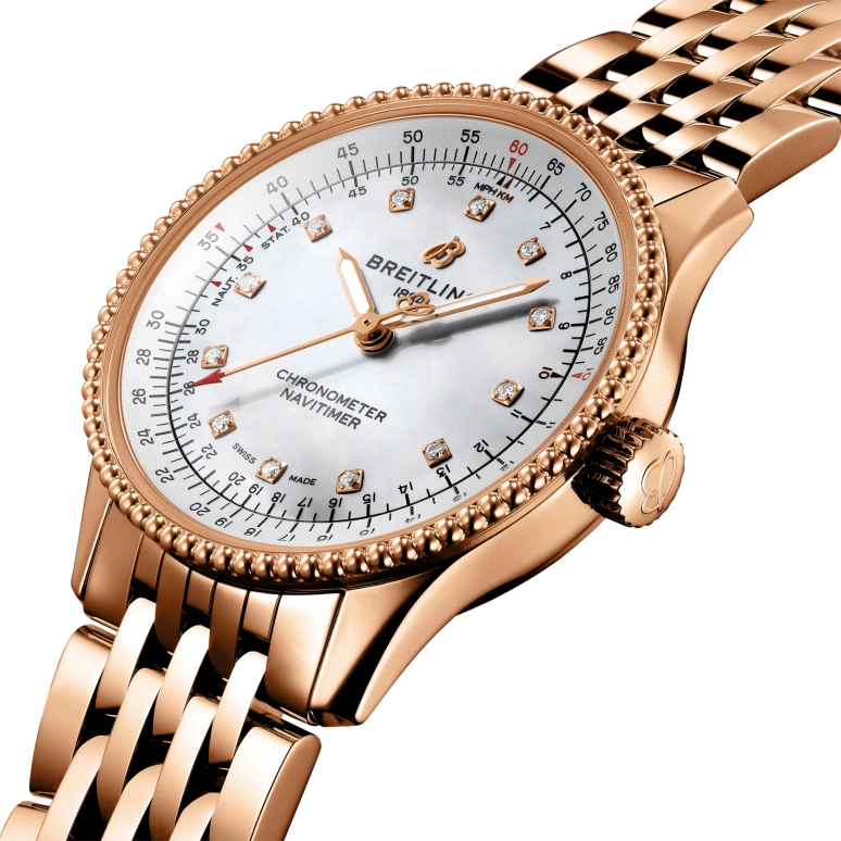 Breitling,Navitimer 35mm,35mm,Red Gold,White,Automatic,38hours,In-house Caliber,R17395211A1R1