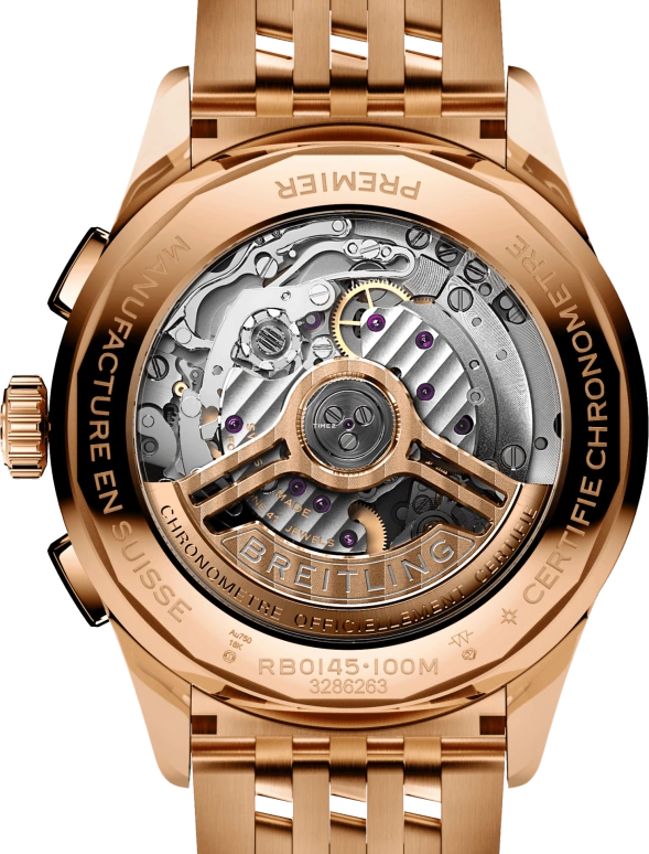 Breitling,Other 42mm,42mm,Red Gold,Beige,Automatic,Chronograph,Day,RB0145371G1R1