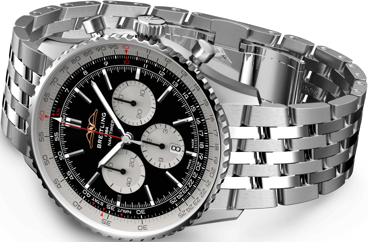 Breitling,Navitimer 46mm,46mm,Stainless Steel,Black,Automatic,Chronograph,Day,AB0137211B1A1