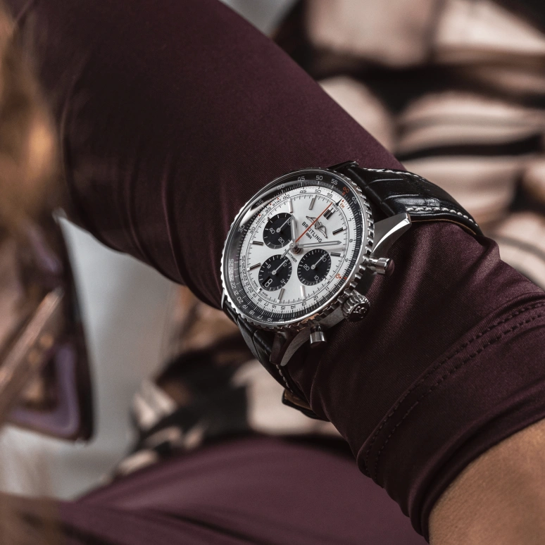 Breitling,Navitimer 43mm,43mm,Stainless Steel,Silver,Automatic,Chronograph,Day,AB0138241G1P1