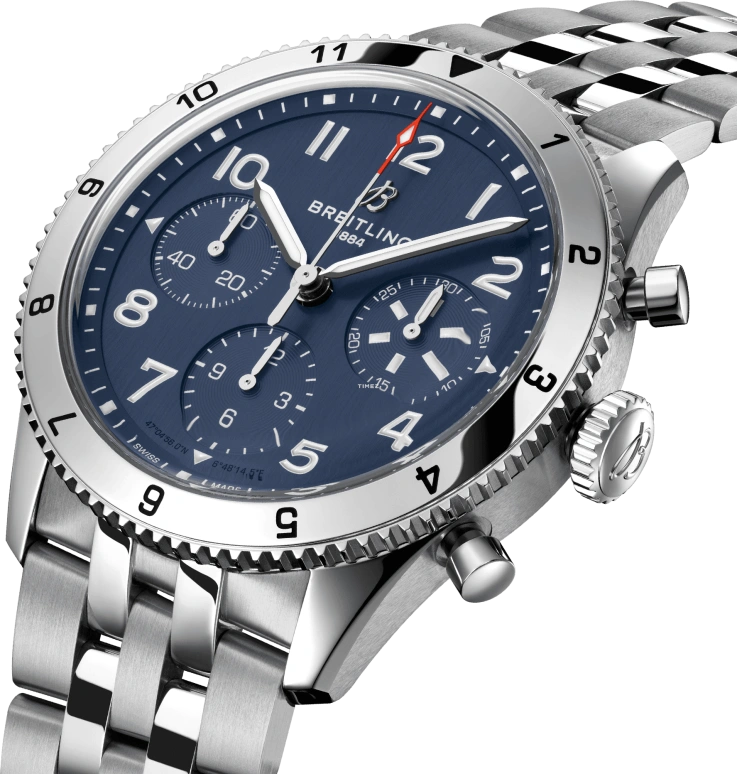 Breitling,Other 42mm,42mm,Stainless Steel,Blue,Automatic,Chronograph,Sapphire,Crystal Glass,A233801A1C1A1