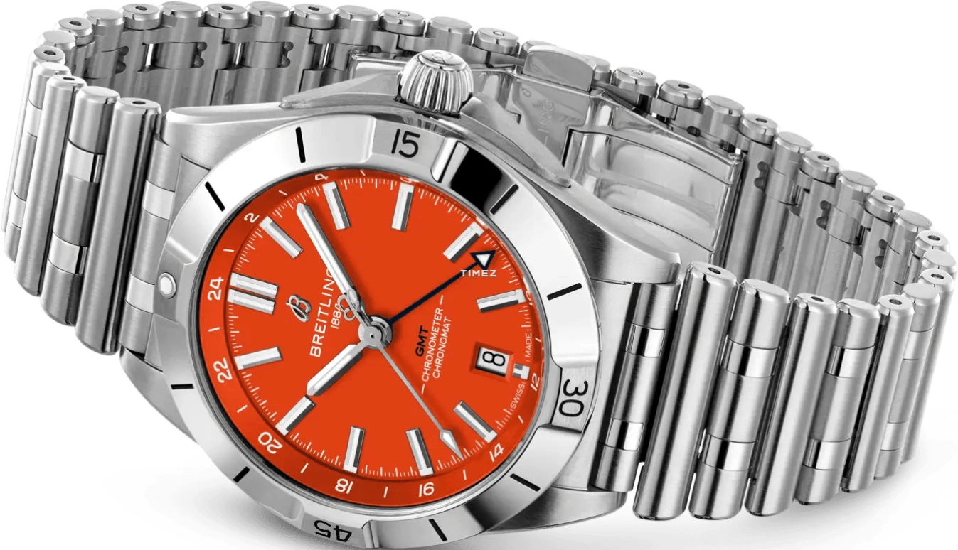 Breitling,Chronomat 40mm,40mm,Stainless Steel,Orange,Automatic,Day,Dule Time,A32398C81O1A1
