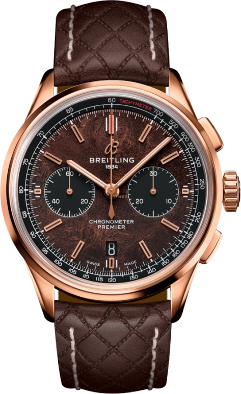 Breitling,Premier 42mm,42mm,Red Gold,Brown,Black,Automatic,Chronograph,Day,RB01181A1Q1X1
