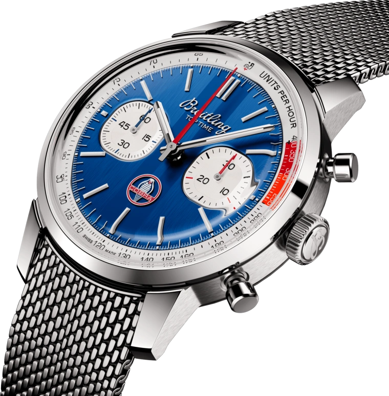 Breitling,Top Time 41mm,41mm,Stainless Steel,Blue,Automatic,Chronograph,Sapphire,Crystal Glass,AB01763A1C1A1
