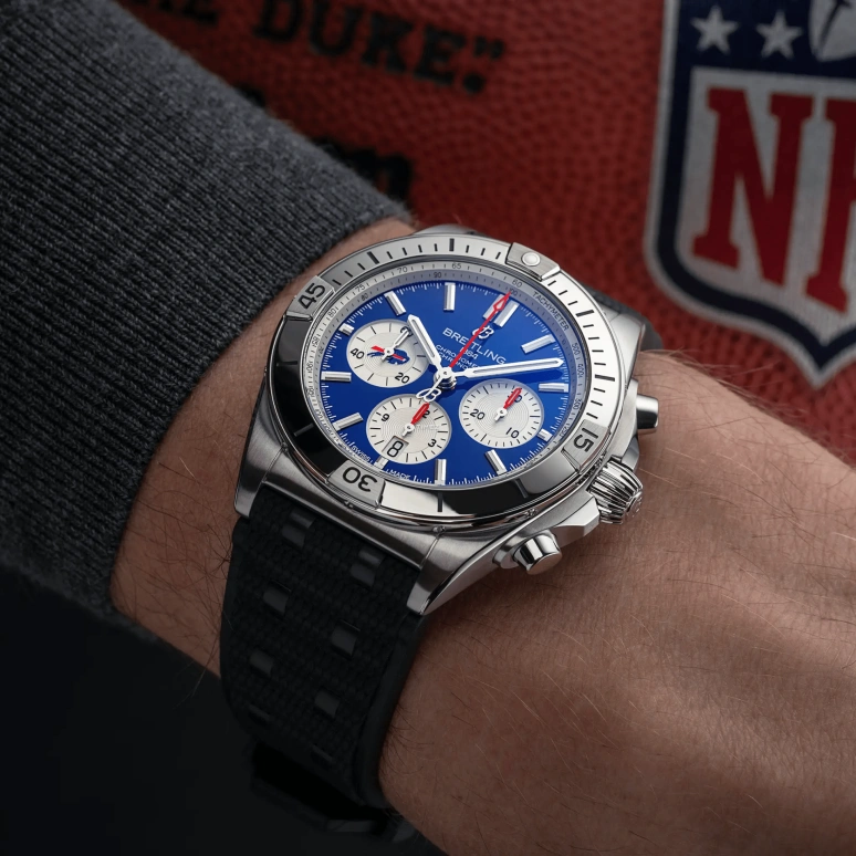 Breitling,Chronomat 42mm,42mm,Stainless Steel,Blue,White,Automatic,Chronograph,Day,AB01342B1C3S1