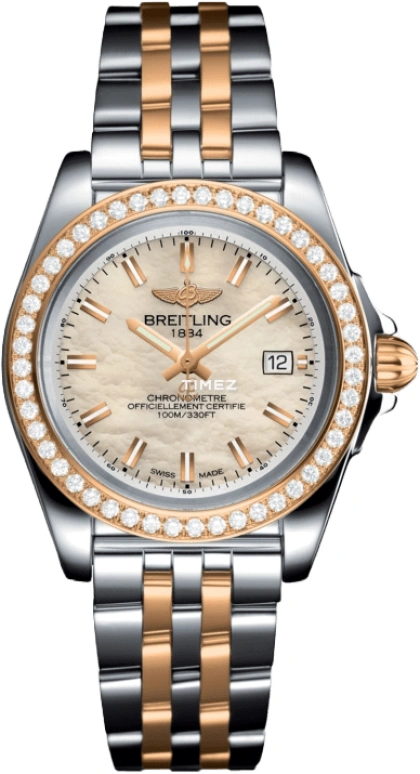 Breitling,Galactic 32mm,32mm,Stainless Steel,Rose Gold,White,Quartz,C7133053,C7133053/A802/792C
