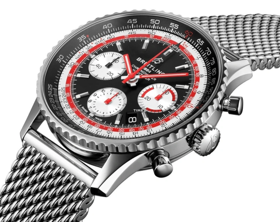 Breitling,Navitimer 43mm,43mm,Stainless Steel,Black,Automatic,Chronograph,Day,AB01211B1B1A1