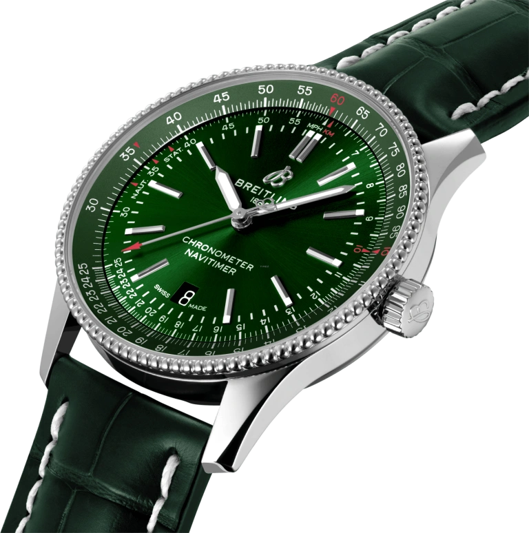 Breitling,Navitimer 41mm,41mm,Stainless Steel,Green,Automatic,Chronograph,Date,Anti-magnetic,A17326361L1P1