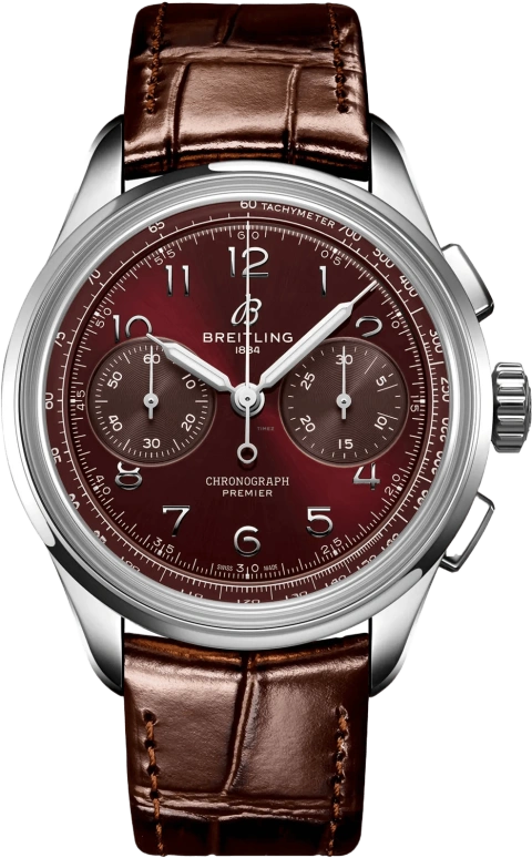 Breitling,Premier 40mm,40mm,Stainless Steel,Red,Handwound,Chronograph,70hours,AB0930D41K1P1