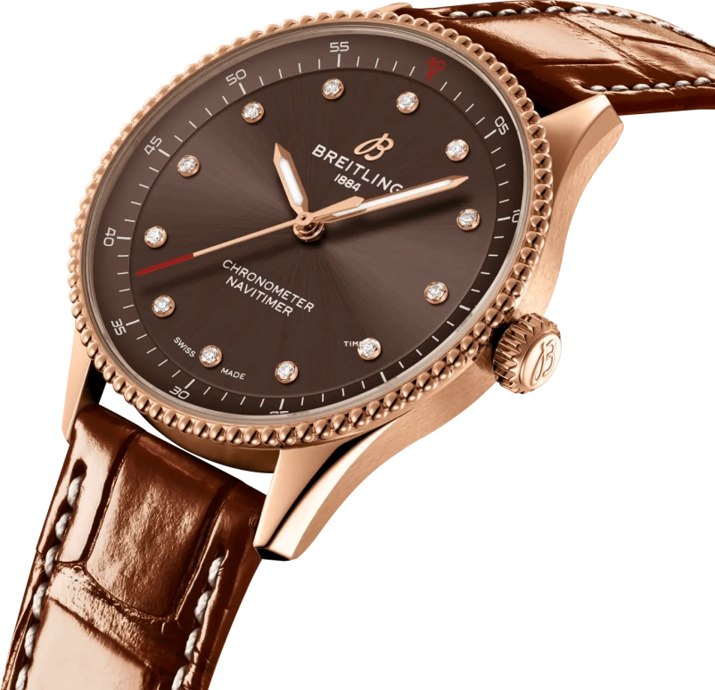 Breitling,Navitimer 32mm,32mm,Red Gold,Brown,Quartz,26280hours,In-house Caliber,R77320E31Q1P1