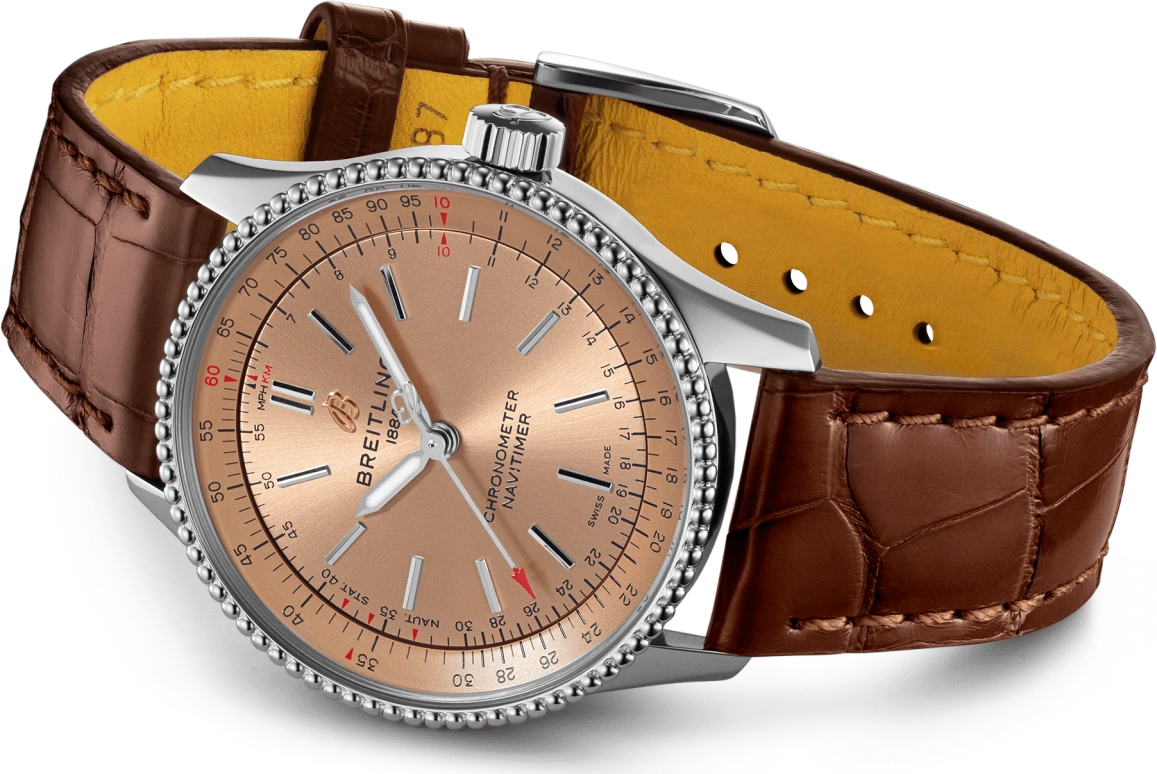 Breitling,Navitimer 35mm,35mm,Stainless Steel,Pink,Automatic,38hours,In-house Caliber,A17395201K1P1