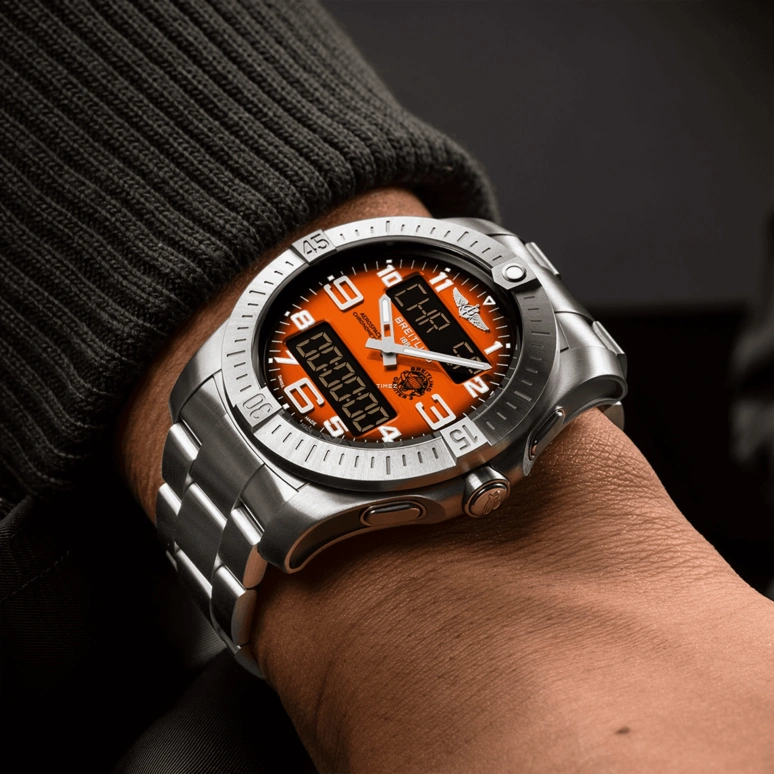 Breitling,Aerospace 43mm,43mm,Titanium,Orange,Quartz,Date,Day,Flyback,EB70101A1O1E1