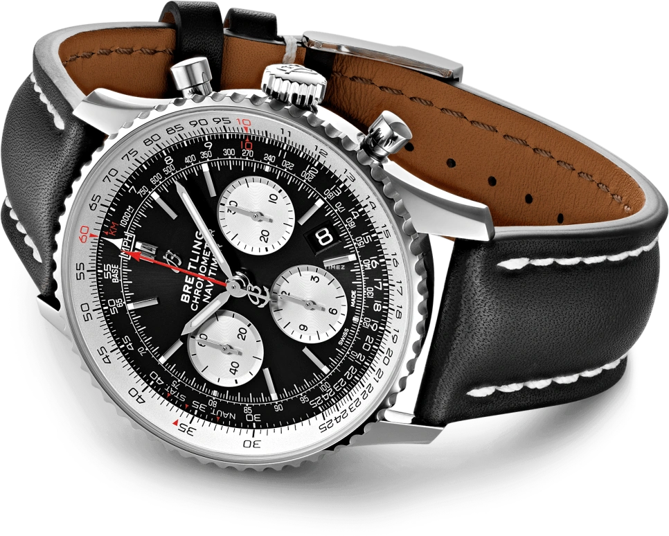 Breitling,Navitimer 43mm,43mm,Stainless Steel,Black,Automatic,Chronograph,Day,AB0121211B1X2