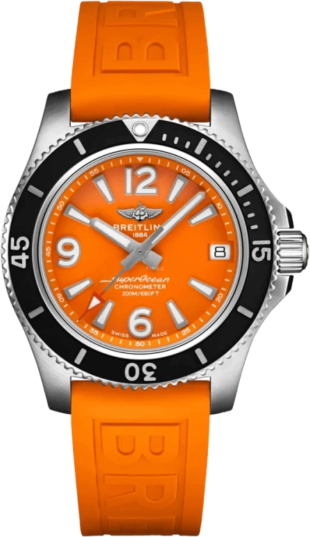 Breitling,Superocean 36mm,36mm,Stainless Steel,Orange,Automatic,Day,40hours,A17316D71O1S1