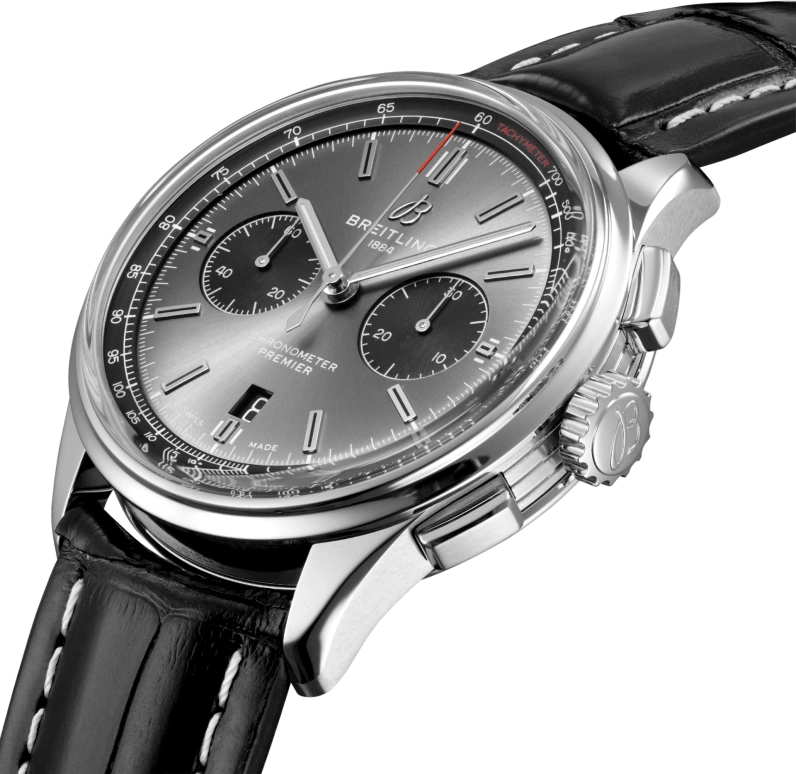 Breitling,Premier 42mm,42mm,Stainless Steel,Grey,Black,Automatic,Chronograph,Day,AB0118221B1P1