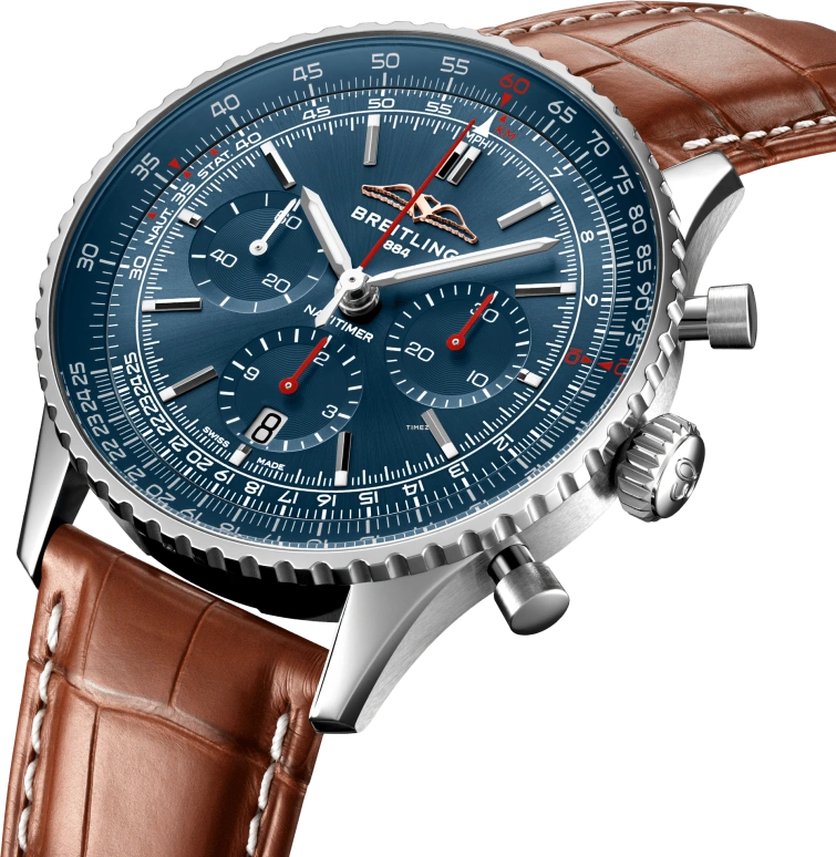 Breitling,Navitimer 43mm,43mm,Stainless Steel,Blue,Automatic,Chronograph,Day,AB01383A1C1P1