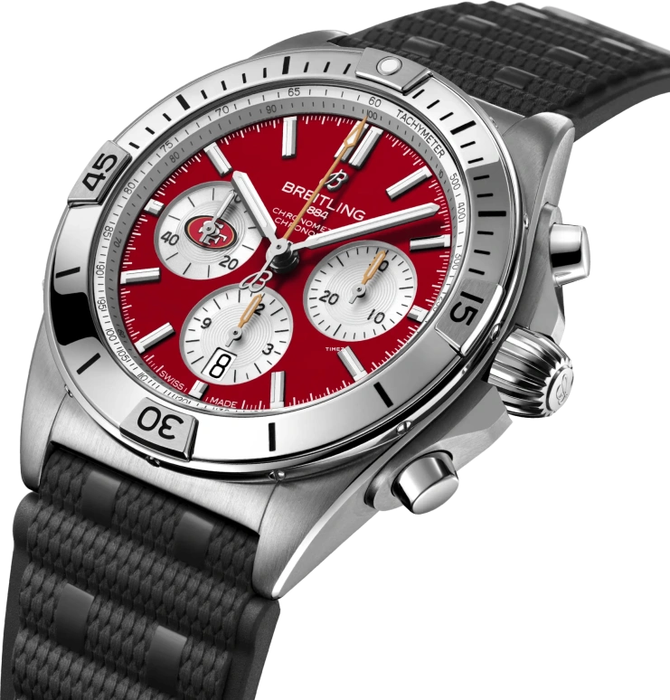 Breitling,Chronomat 42mm,42mm,Stainless Steel,Red,White,Automatic,Chronograph,Day,AB01342B1K1S1