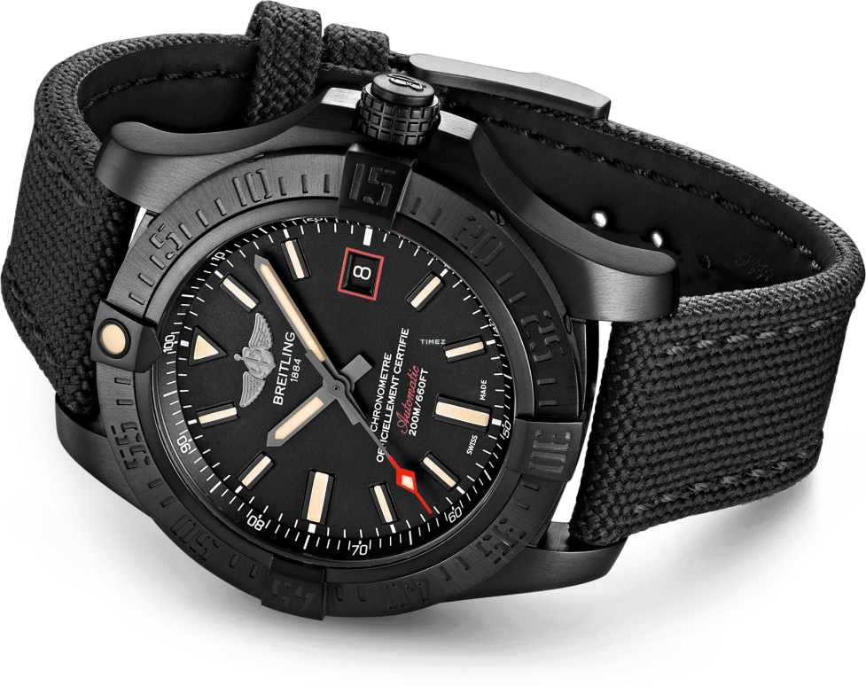 Breitling,Avenger 44mm,44mm,Titanium,Black,Automatic,Day,38hours,V17311101B1W1