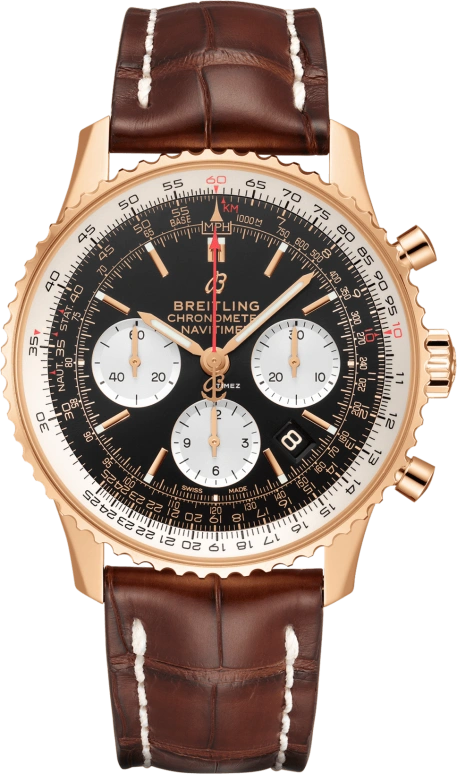 Breitling,Navitimer 43mm,43mm,Red Gold,Black,Automatic,Chronograph,Day,RB0121211B1P2