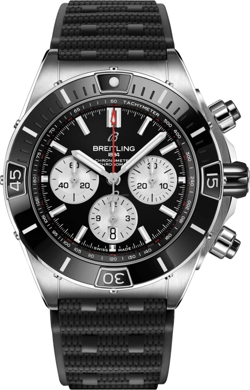 Breitling,Chronomat 44mm,44mm,Ceramic,Stainless Steel,Black,Automatic,Chronograph,Day,Column Wheel,AB0136251B1S1