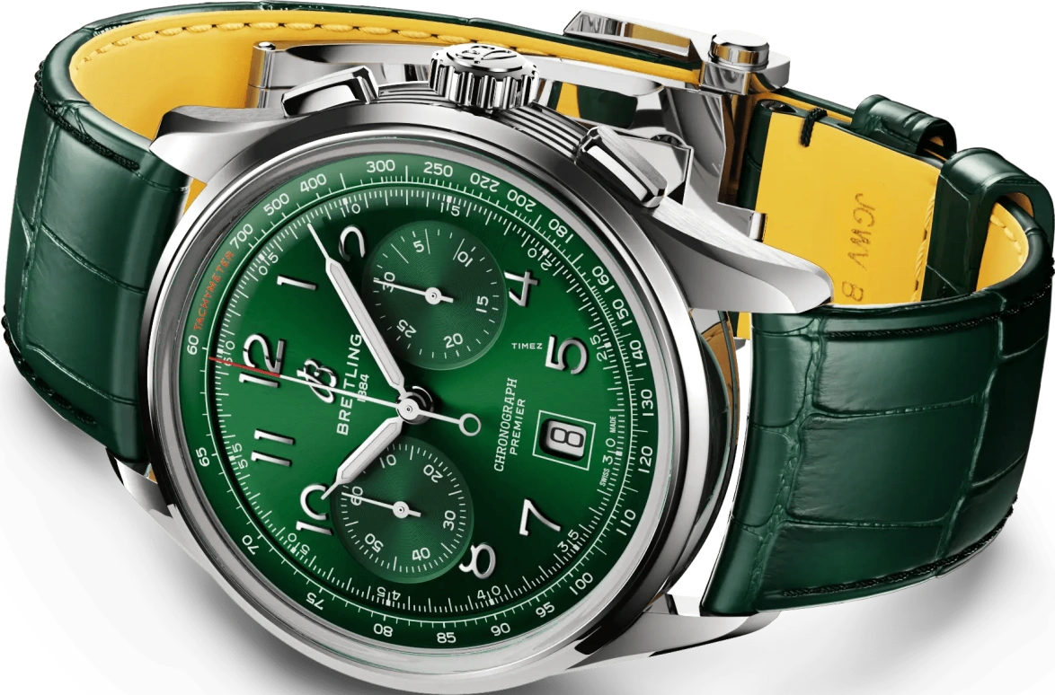 Breitling,Premier 42mm,42mm,Stainless Steel,Green,Automatic,Chronograph,Day,AB0145371L1P2