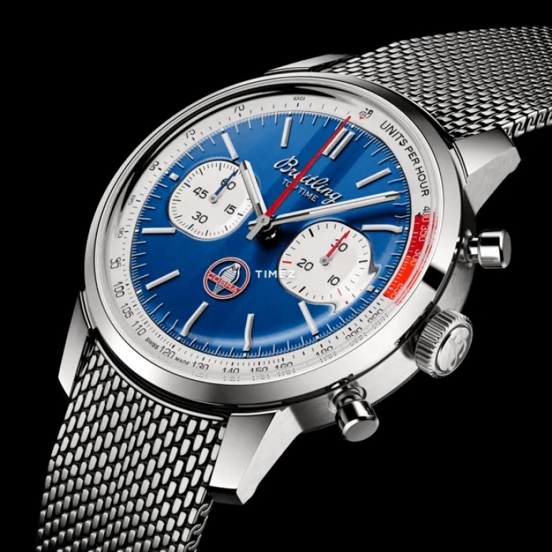 Breitling,Top Time 41mm,41mm,Stainless Steel,Blue,Automatic,Chronograph,Sapphire,Crystal Glass,AB01763A1C1A1