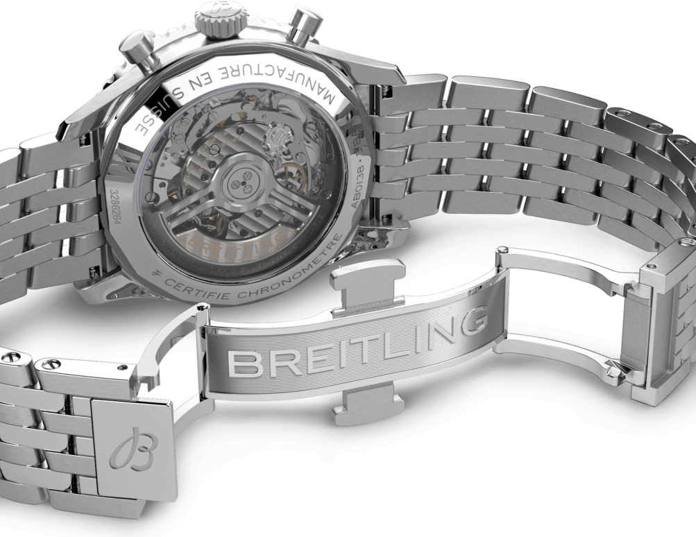 Breitling,Navitimer 43mm,43mm,Stainless Steel,Silver,Automatic,Chronograph,Day,AB0138241G1A1