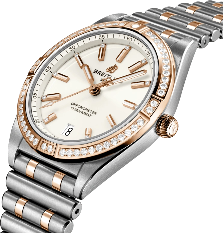 Breitling,Chronomat 36mm,36mm,Red Gold,Stainless Steel,White,Automatic,Chronograph,Day,U10380591A1U1