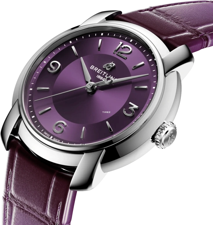 Breitling,Premier 36mm,36mm,Stainless Steel,Purple,Automatic,42hours,In-house Caliber,A10310121Q1P1