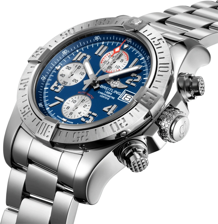 Breitling,Avenger 43mm,43mm,Stainless Steel,Blue,Automatic,Chronograph,Date,Compass,A13381111C1A1