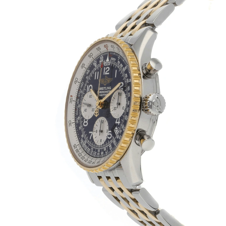 Breitling,Navitimer 41.80mm,41.80mm,Stainless Steel,Yellow Gold,Blue,Automatic,Chronograph,Day,D2332212,D2332212/C587.442D