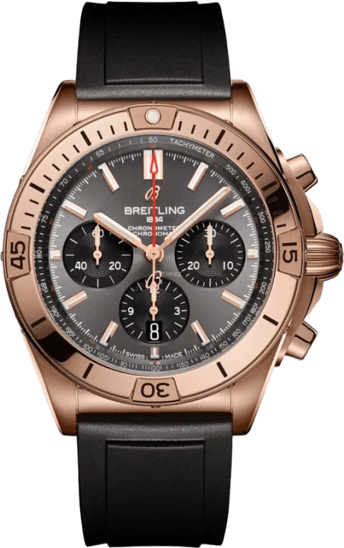 Breitling,Chronomat 42mm,42mm,Red Gold,Grey,Automatic,Chronograph,Day,Column Wheel,RB0134101B1S1
