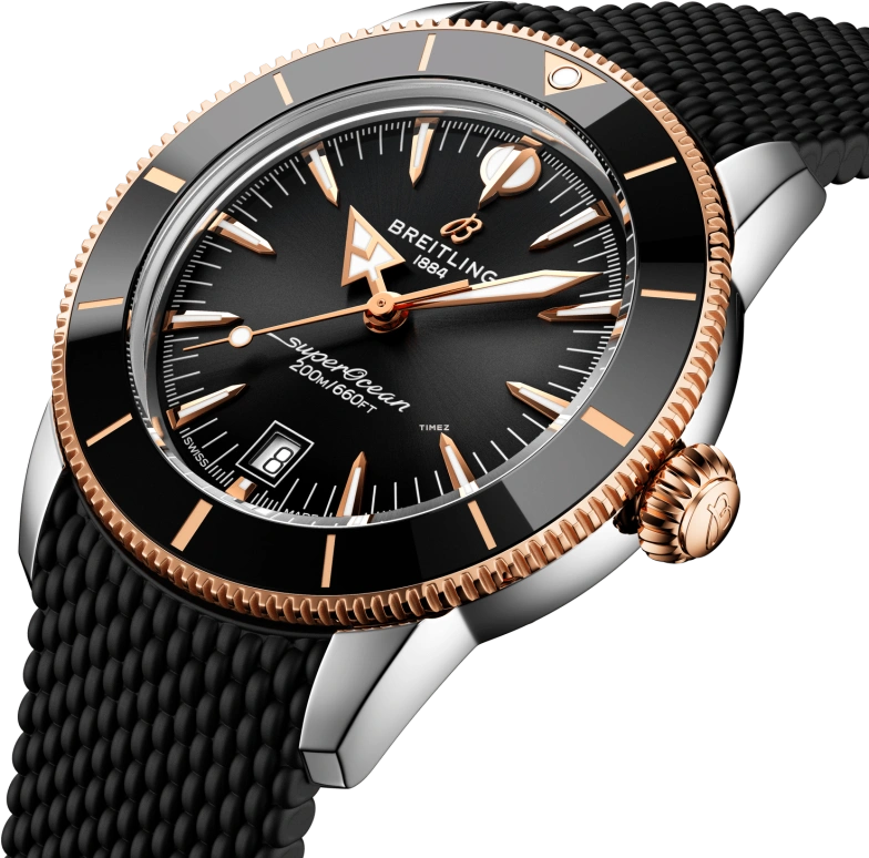 Breitling,Superocean Heritage 44mm,44mm,Stainless Steel,Red Gold,Black,Automatic,Day,70hours,UB3111241B1S1