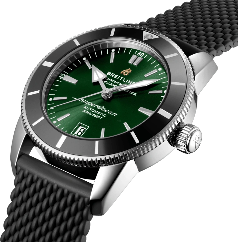 Breitling,Superocean Heritage 42mm,42mm,Ceramic,Stainless Steel,Green,Automatic,Day,70hours,AB2010121L1S1