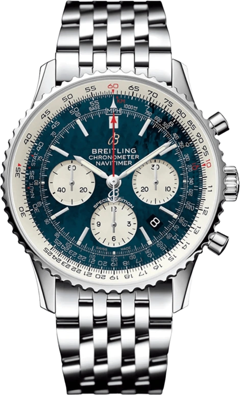 Breitling,Navitimer 43mm,43mm,Stainless Steel,Blue,Automatic,Chronograph,Date,AB0121211B3A1