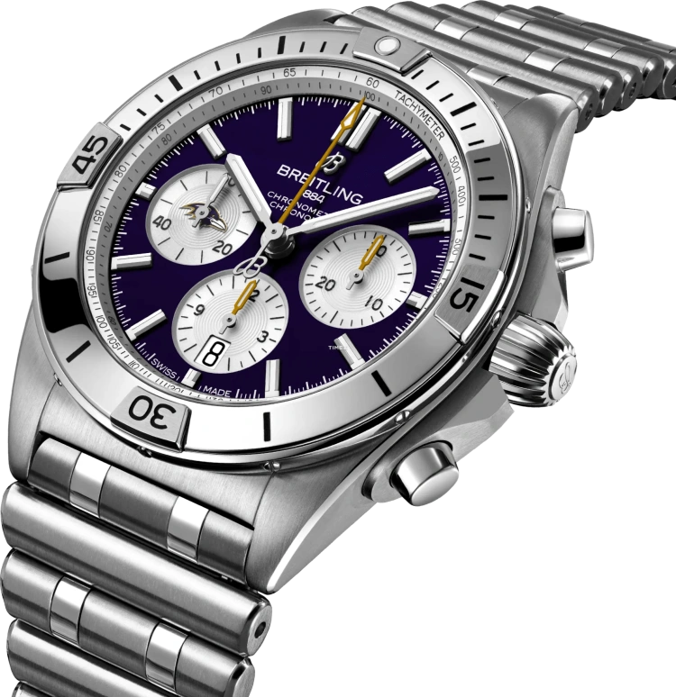Breitling,Chronomat 42mm,42mm,Stainless Steel,Purple,White,Automatic,Chronograph,Day,AB01342B1K2A1