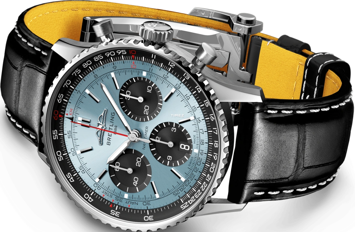 Breitling,Navitimer 41mm,41mm,Stainless Steel,Ice Blue,Automatic,Chronograph,Day,AB0139241C2P1