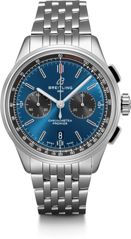Breitling,Premier 42mm,42mm,Stainless Steel,Blue,Black,Automatic,Chronograph,Day,AB0118A61C1A1