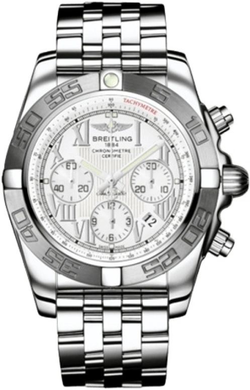 Breitling,Chronomat 44mm,44mm,Stainless Steel,White,Automatic,Chronograph,Day,Column Wheel,AB011011,AB011011/A690/375A