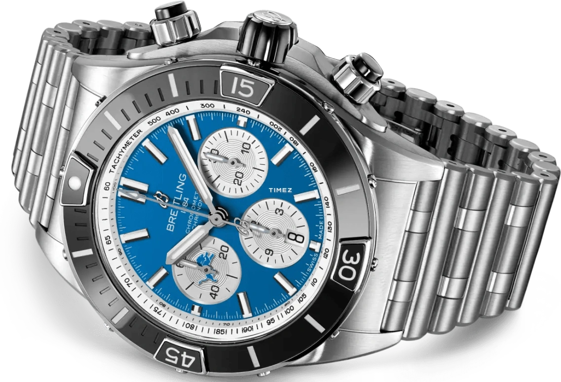 Breitling,Chronomat 44mm,44mm,Stainless Steel,Ceramic,Blue,Automatic,Chronograph,Day,AB01361C1C2A1