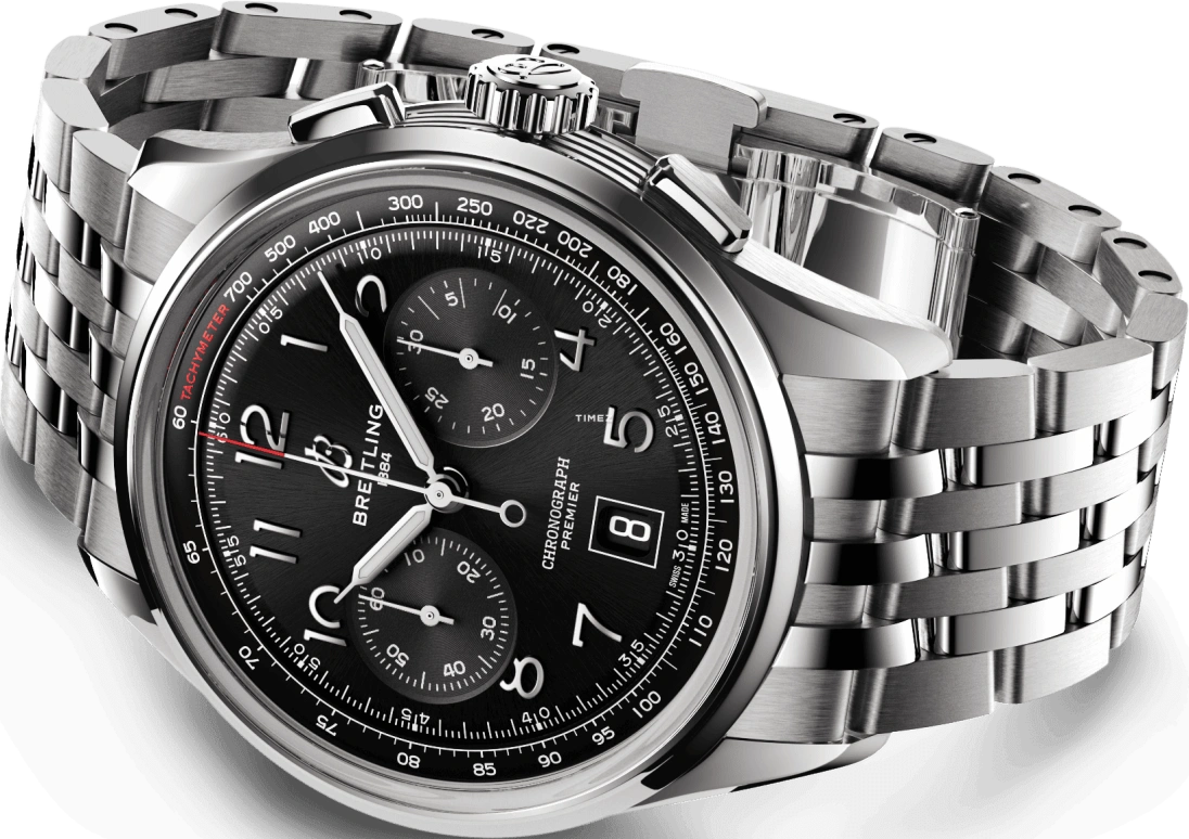 Breitling,Premier 42mm,42mm,Stainless Steel,Black,Automatic,Chronograph,Day,AB0145221B1A1