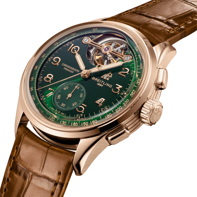 Breitling,Premier 42mm,42mm,Red Gold,Green,Automatic,Tourbillon,70hours,RB21201A1L1P1