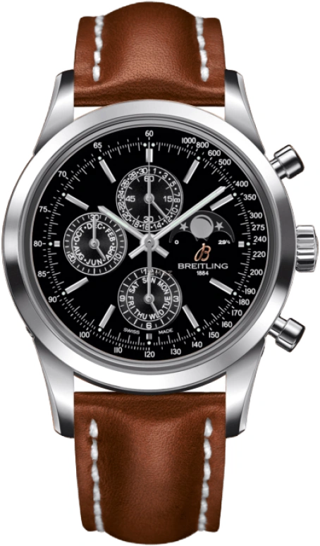 Breitling,Transocean 43mm,43mm,Stainless Steel,Black,Automatic,Chronograph,Moonphase,1461 Calendar,Month,96hours,In-house Caliber,A1931012,A1931012/BB68/433X/A20BA.1
