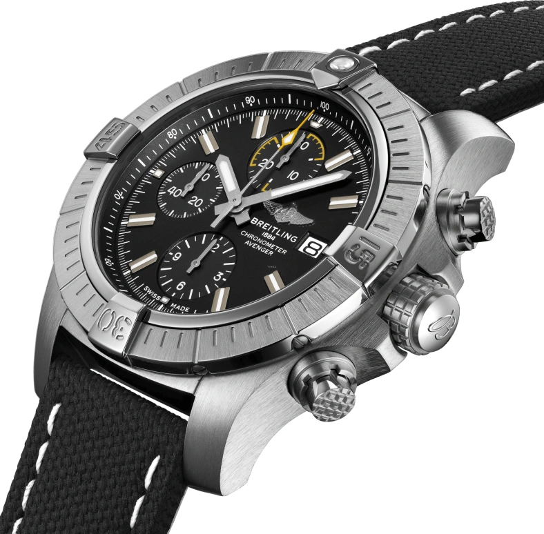 Breitling,Avenger 45mm,45mm,Stainless Steel,Black,Automatic,Chronograph,Date,Compass,A13317101B1X1
