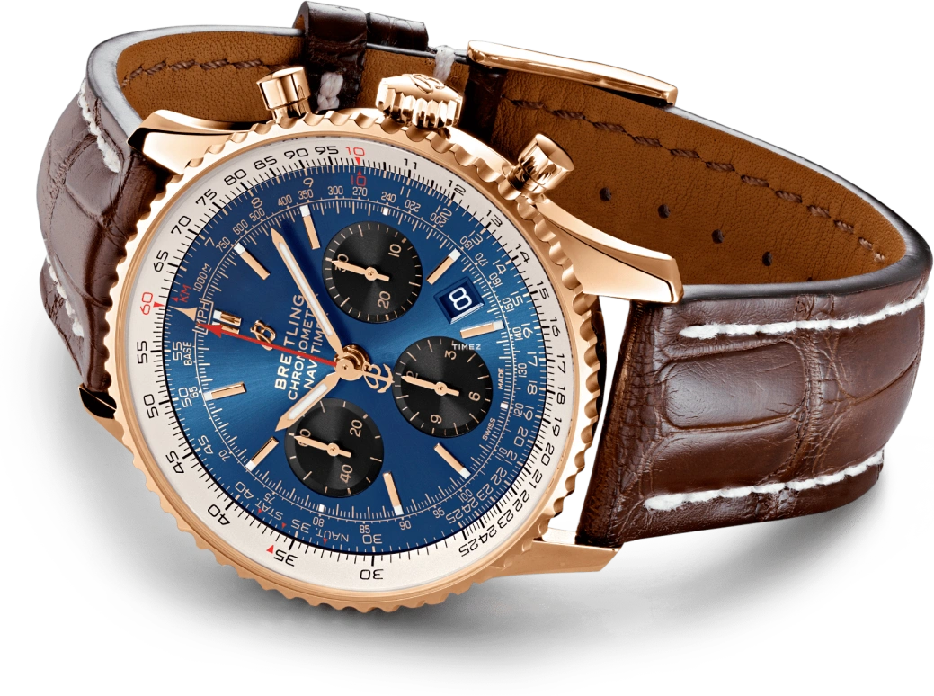 Breitling,Navitimer 43mm,43mm,Red Gold,Blue,Black,Automatic,Chronograph,Day,RB0121211C1P4