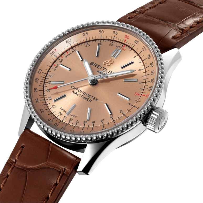 Breitling,Navitimer 35mm,35mm,Stainless Steel,Pink,Automatic,38hours,In-house Caliber,A17395201K1P1