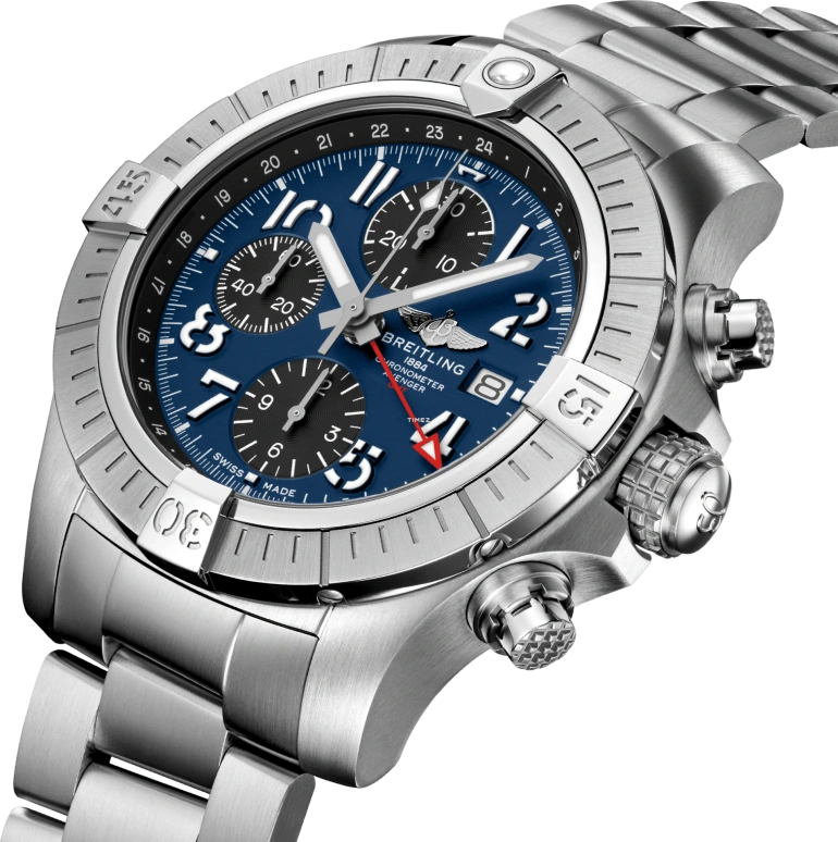 Breitling,Avenger 45mm,45mm,Stainless Steel,Blue,Automatic,Chronograph,Day,Dule Time,A24315101C1A1