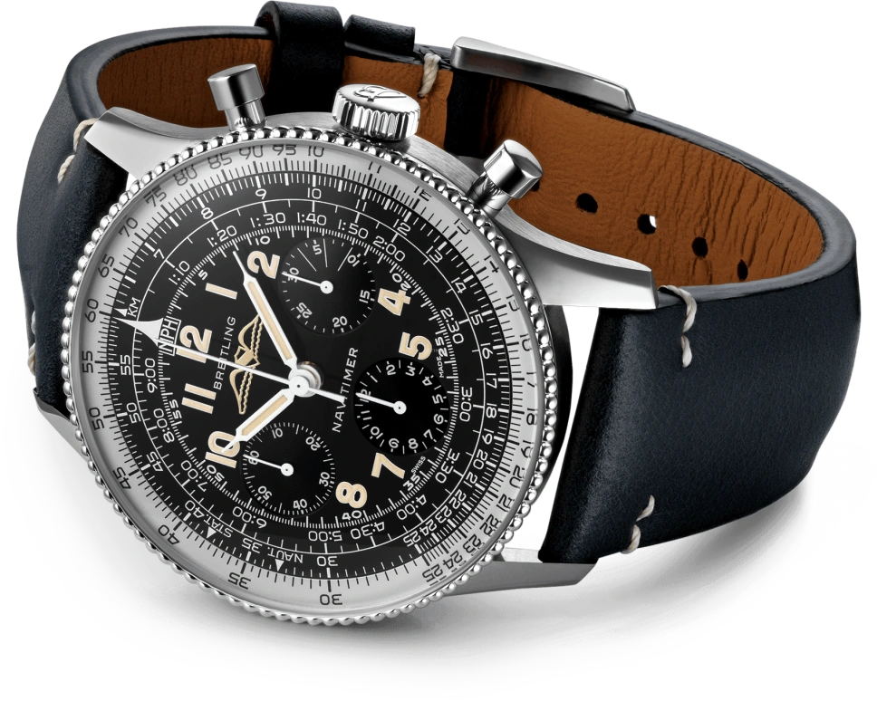 Breitling,Navitimer 43mm,43mm,Stainless Steel,Black,Handwound,Chronograph,Column Wheel,AB0910371B1X1